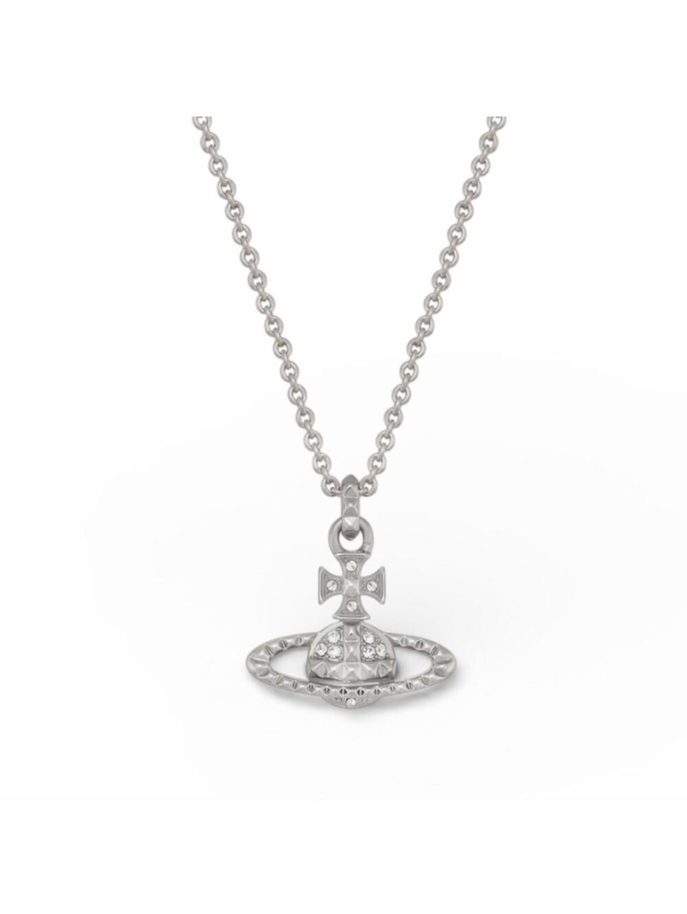 Vivienne Westwood Mayfair Bas Relief Orb Pendant Necklace – Silver / Crystal